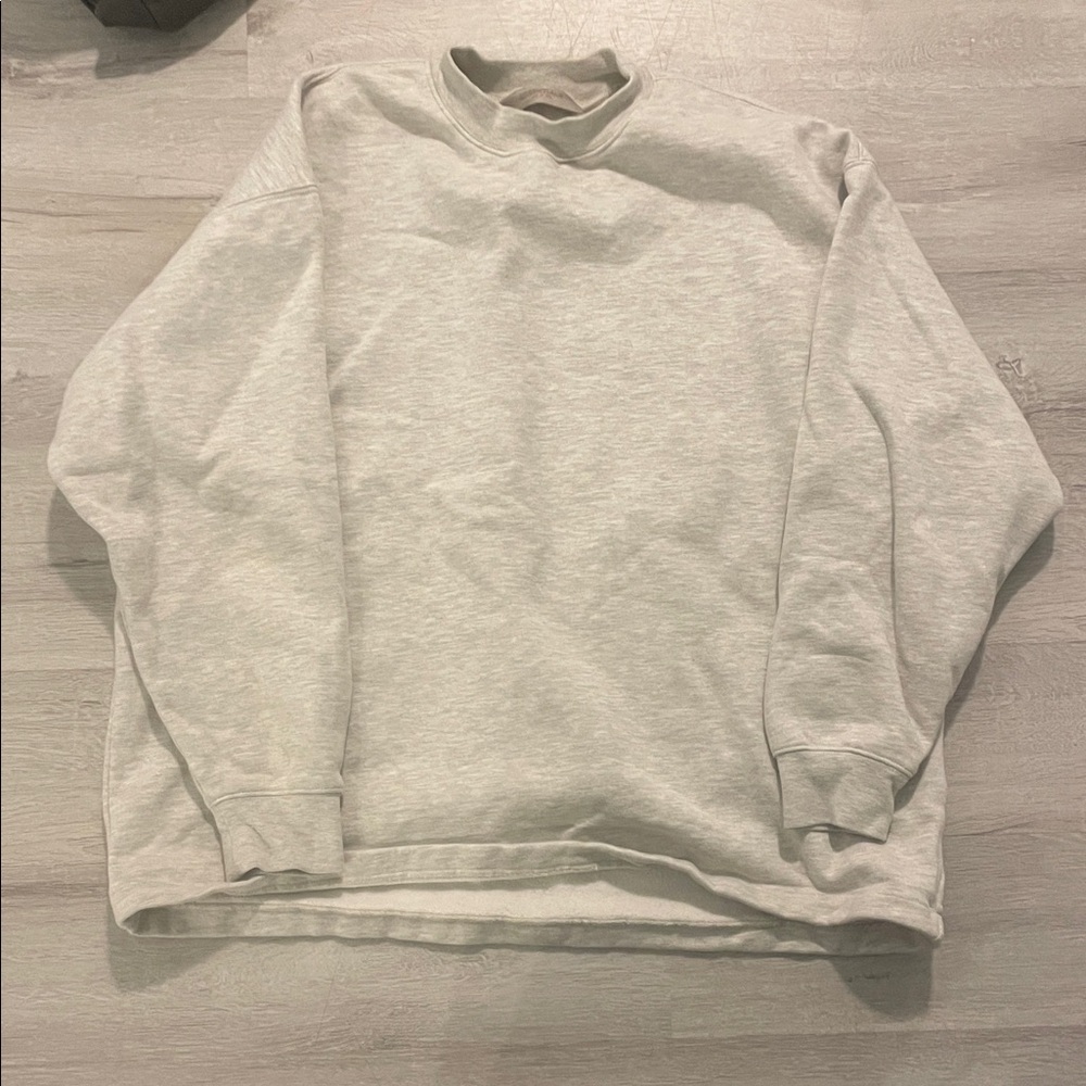Men's Light Gray Crewneck Sweater feat of god essentials small oversized
